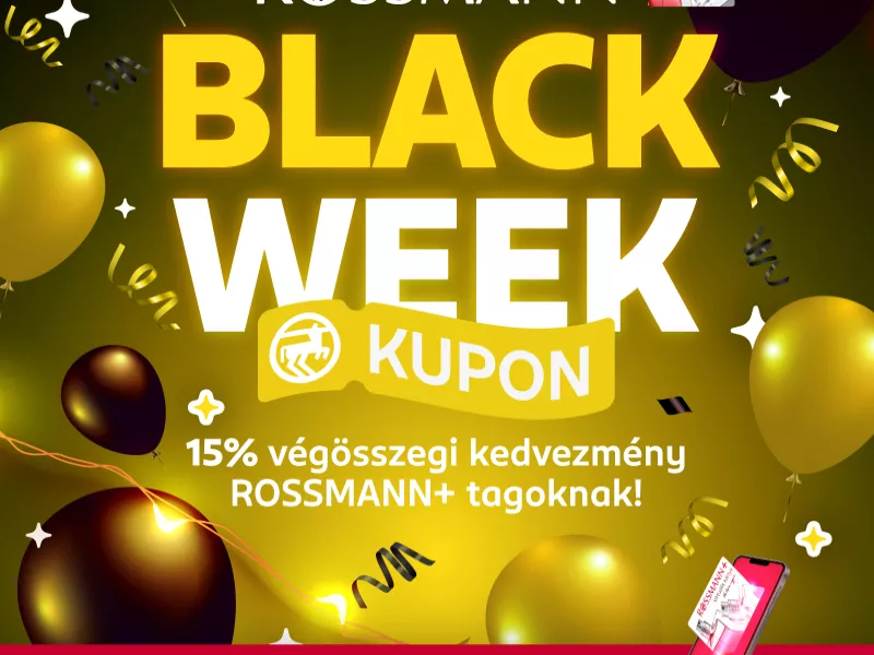 Black Week a Rossmann-nál: 15% kedvezmény a Rossmann+
tagoknak