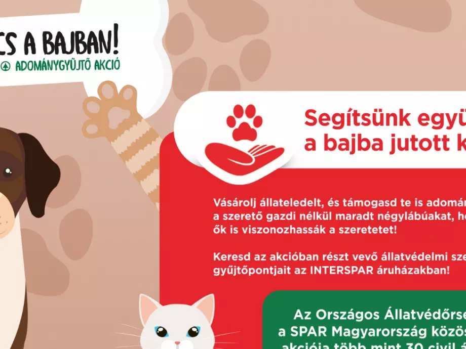 Rászoruló négylábúaknak indít állateledel-gyűjtést a SPAR